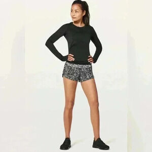 Lululemon Speed Low Rise 2.5" Black and White Athletic Shorts